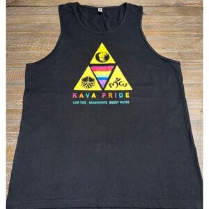 Next Level Kava Pride Tank Top Unisex Large Black New Rainbow Graphic Tee